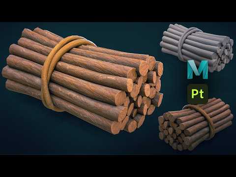 Stylized Wood Logs with Autodesk Maya 2027 and Substance 3D Painter