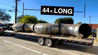 44ft LONG load on a 40ft trailer    hotshot trucking vlog