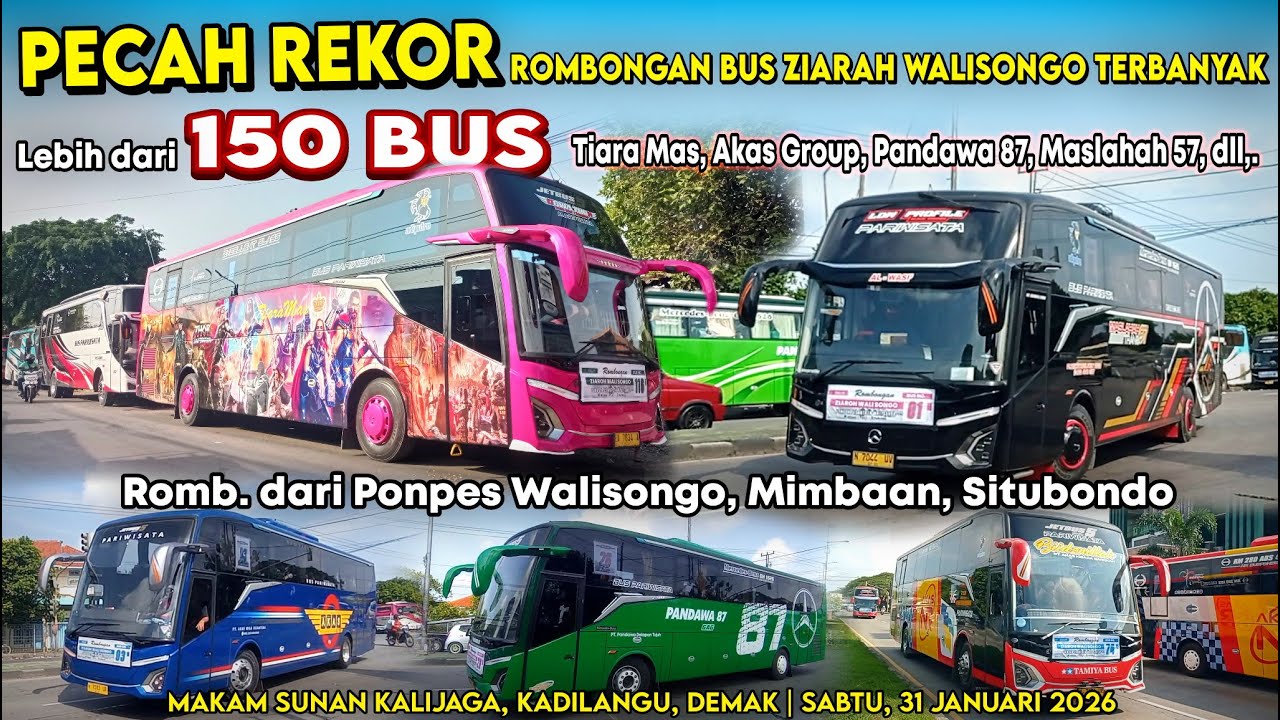 Pecah Rekor Rombongan Bus Ziarah walisongo terbanyak, 153 Bus dari Ponpes Walisongo Situbondo