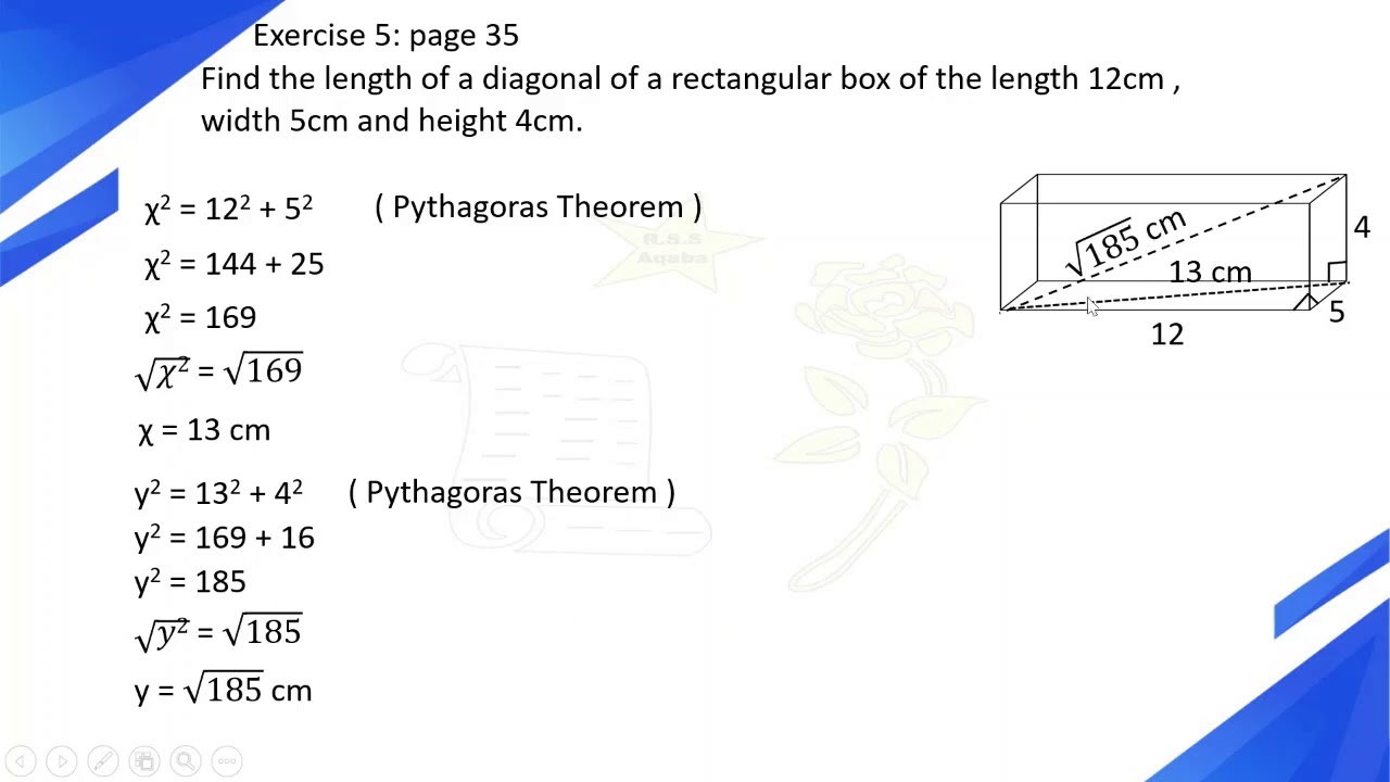 Math - Grade 8 unit 5 pythagoras theorem(3) page 35 - YouTube