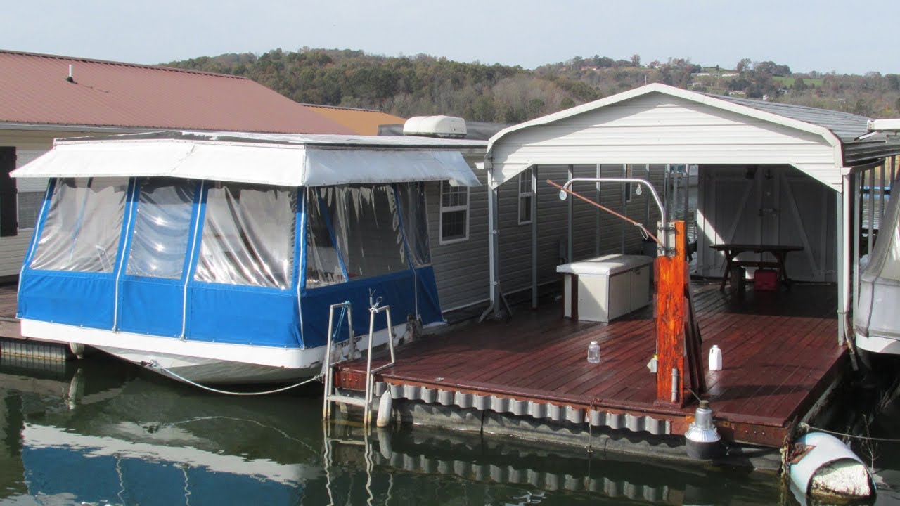 10 x 38 Floating Cabin on 13 x 54 Steel Hull w/14 x 74 Dock For Sale on Norris Lake SOLD