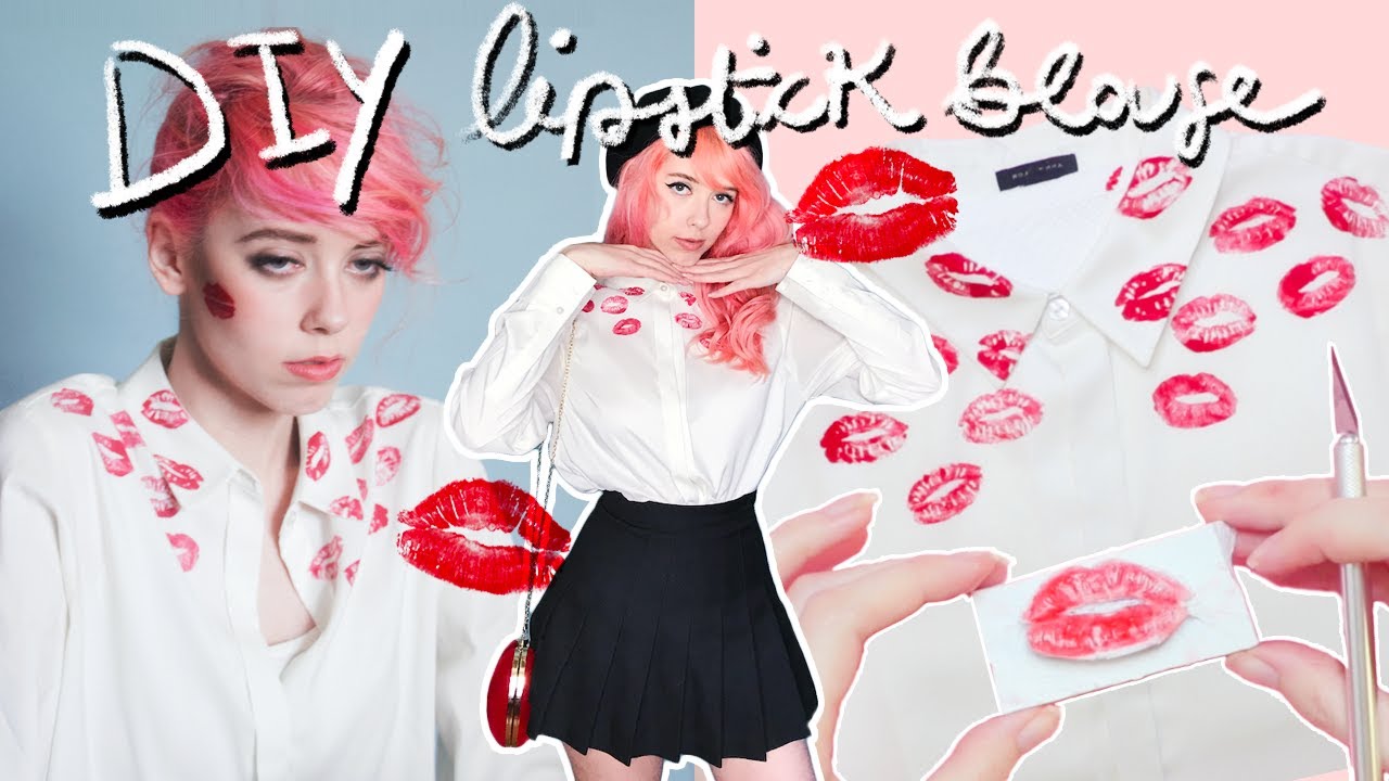 DIY Maison Margiela Inspired Lipstick Kiss Print Blouse Tutorial YouTube