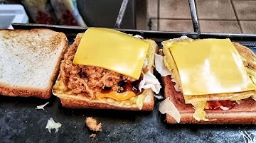 Breakfast Recipe Chicken Floss Egg Toast - Malaysian Street Food