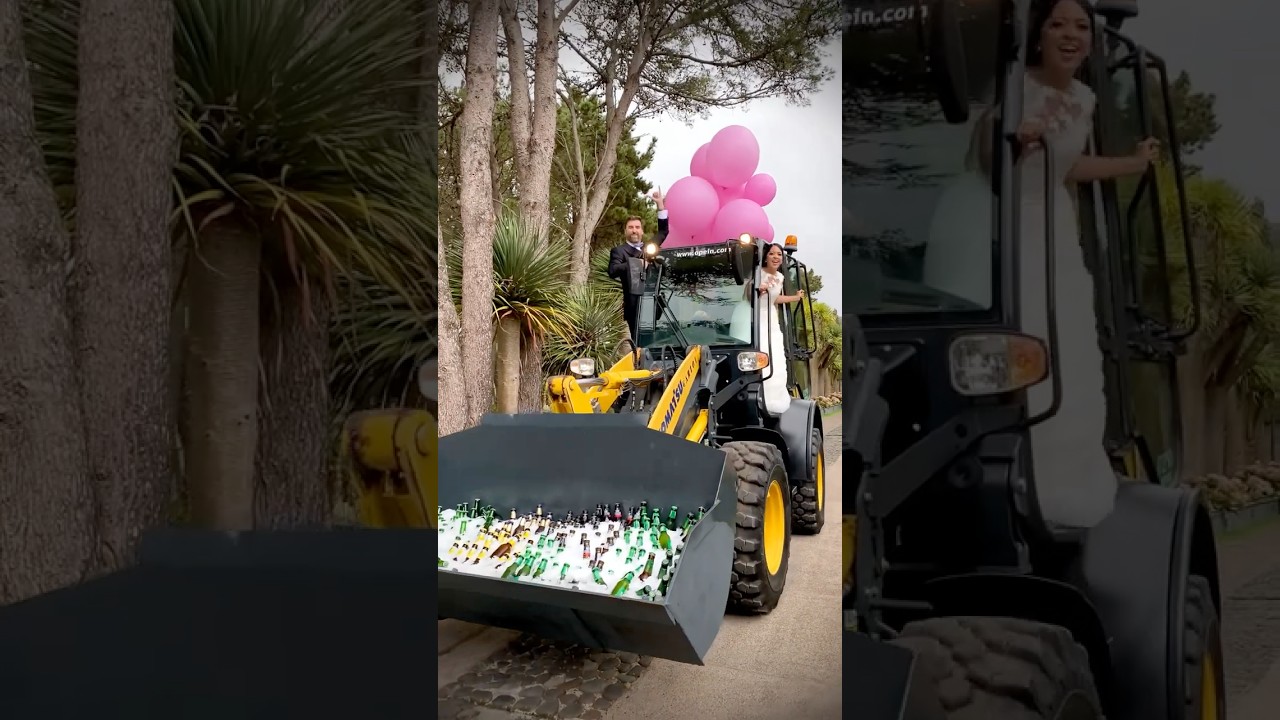 Make an Entrance! Wedding Beer Station with an Excavator