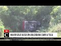 Mujer sale ilesa en volcadura carretera vieja a Tula