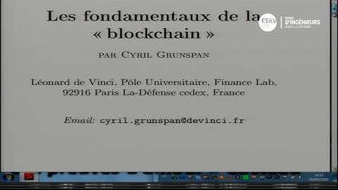 C. Grunspan, les fondamentaux de la blockchain