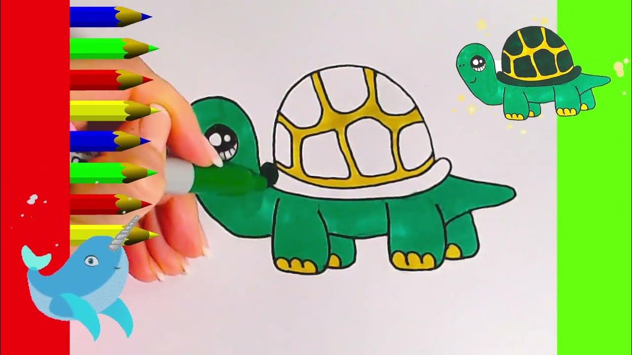 Aprende Dibujar y Pintar Una Tortuga - Videos Para Niños - Dibujos Faciles  / FunKeep Art 