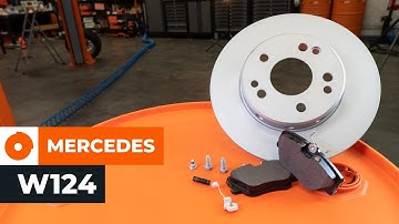 How to change front brake disc and pads set on MERCEDES W124 [TUTORIAL AUTODOC]