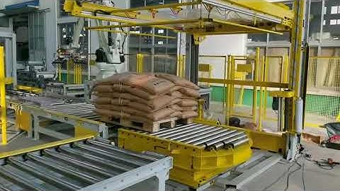 Automatic Plletizer Pallet Stacker Palletizing Rice Wood Pellets Animal Food Feed Bags Robot Machine