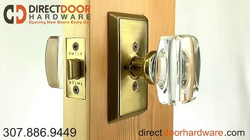 Emtek Windsor Crystal Knob with Rectangular Rosette in French Antique