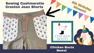 Sewing Creston Jean Shorts! Big Announcement/Reveal! Chicken Boots News!
