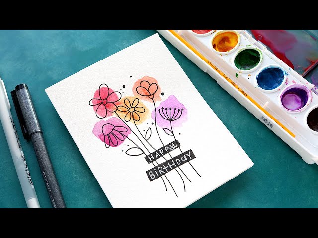 Handmade cards, original watercolor notecards with flowers, set of 3