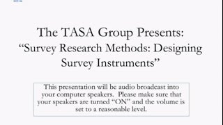 Survey Research Methods Designing Survey Instruments
