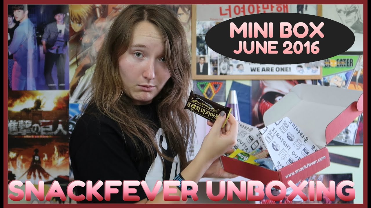 Trying Korean Snacks! (SnackFever Unboxing) [June Mini Box 2016] - YouTube