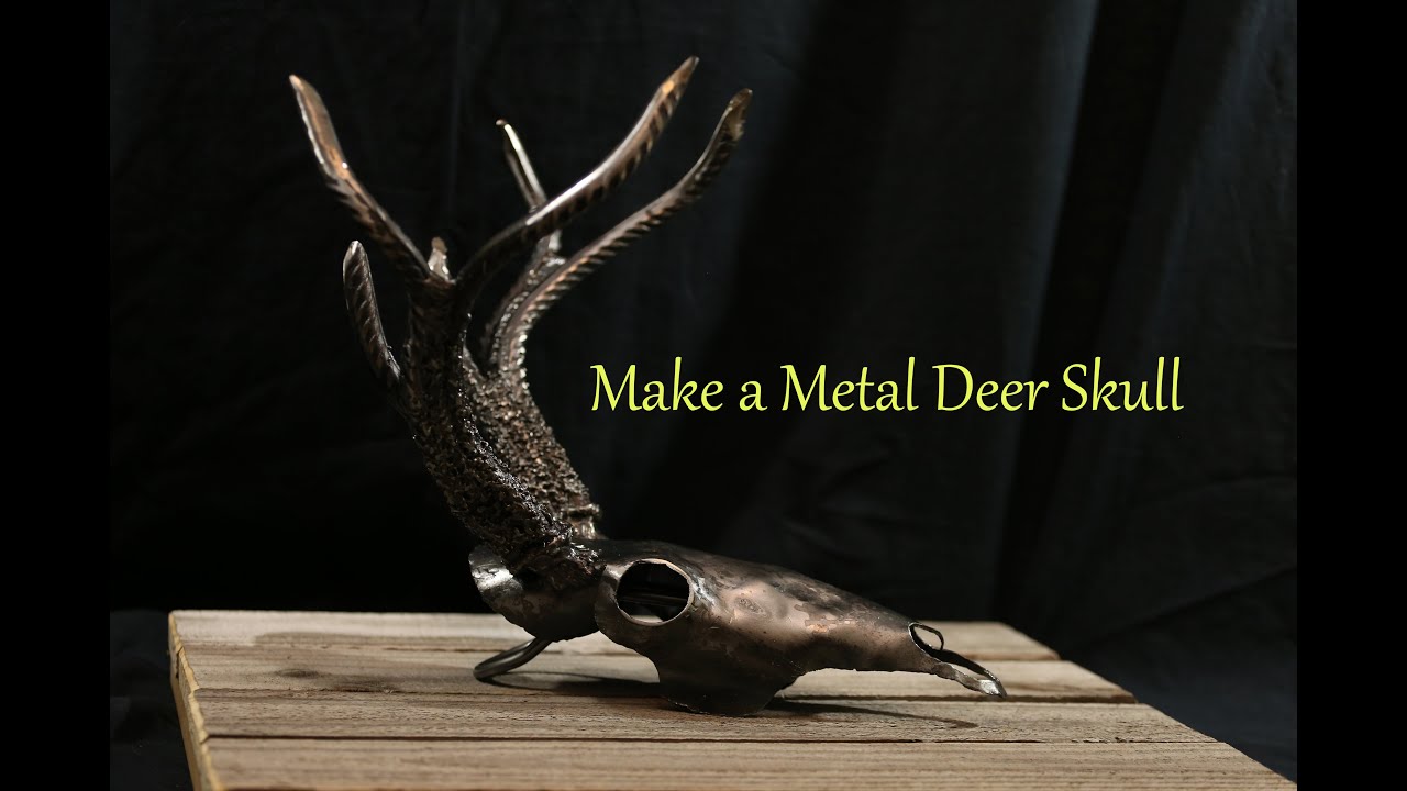 Blacksmithing- deer skull metal art forged from flat steel and rebar Video ...