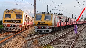6 In 1 || Different types of high Speed EMU+ICF & Express Trains Skipping Huge Curvy Rail Gate