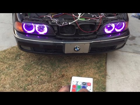 HOW TO Install Multi-Color Angel Eyes Halo Rings LED RGB BMW 5 Series 3 Series E39 528I 328I M5 M3