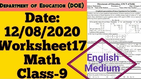 Class 9 | DOE Worksheet 17 Math | Linear Equation in two variables | Edu Villa Point