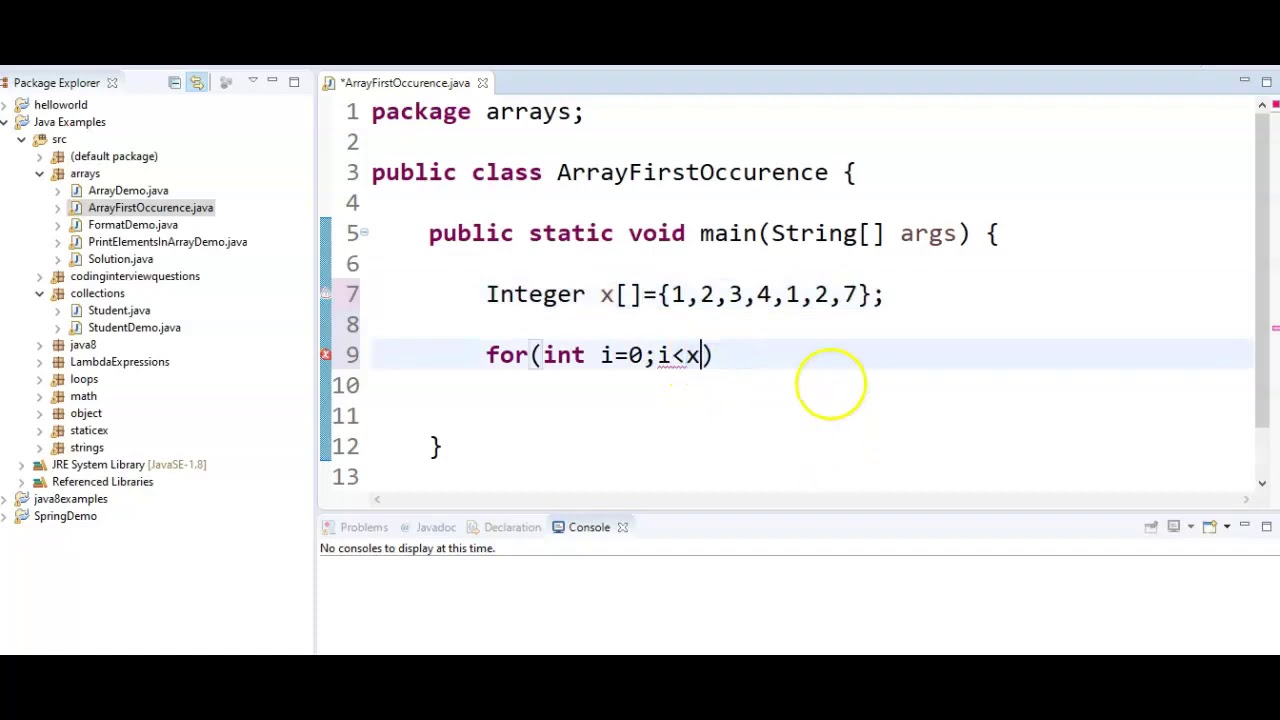 java-program-to-find-the-first-duplicate-occurence-in-an-array-youtube