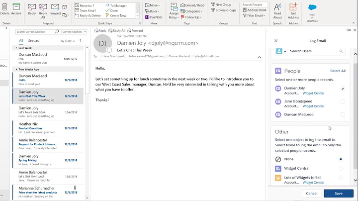 Outlook & New Salesforce Integration