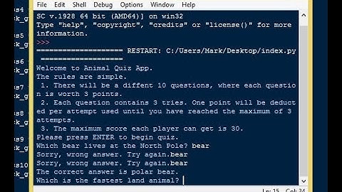 Simple Animal Quiz App using Python