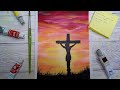 Daily challenge #311 Painting Jesus on the Cross for Easter ✝ Sunset Silouette with Acrylic Paint