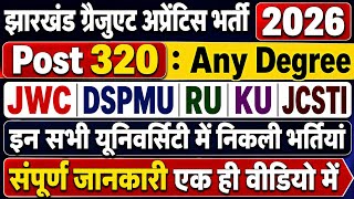 Jharkhand Apprenticeship Recruitment 2026 | 320 Posts | ₹12000-15000 Stipend | Full Details Hindi