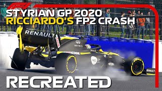 F1 2020 game: recreating daniel ricciardo's styrian gp fp2 crash