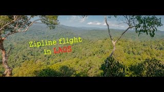 Полет на зиплайне в джунглях Лаоса / Zipline flight in the jungle of Laos