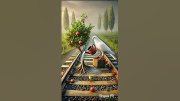 Pigeon and chick plant a pomegranate tree on the railway track and give lots of water😭 #ai #pigeon