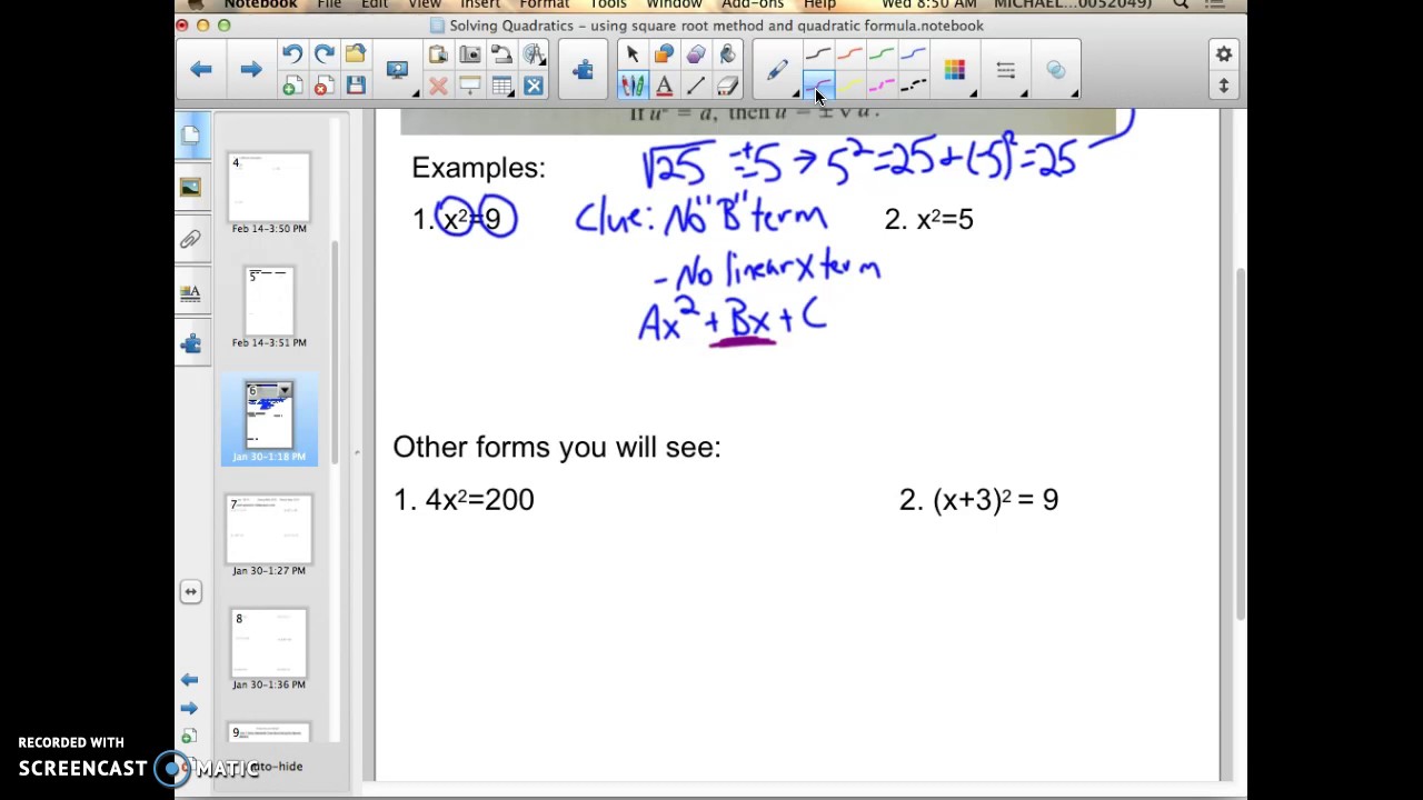 Solve Quadratics Functions Using the Square Root Method - YouTube