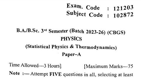 Gndu BSc 3rd Semester Physics Question Paper | Bsc 3rd Semester Physics Question Paper 2024