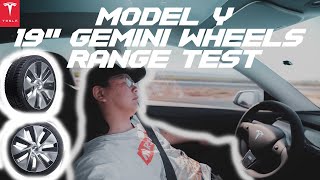 TESLA MODEL Y 19" GEMINI WHEELS RANGE TEST!