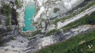 A flight over a rock quarry