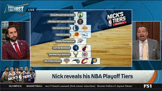 FIRST THINGS FIRST | Nick reveals his NBA Playoff Tiers: #1 Celtics; #2 Nuggets; #3 Mavs Lakers; ...