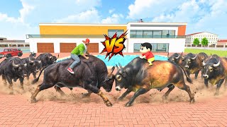 🐂💥Franklin Giant Angry Bull Vs Shinchan Monster Bull Fight😱🐂Who Will Win?Indian Theft Auto Simulator screenshot 5