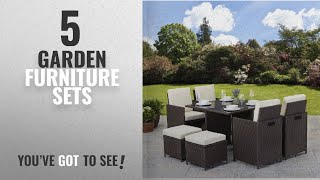 Top 10 Garden Furniture Sets [2018]: Rattan Cube Garden Furniture Set (8 seater, Brown)