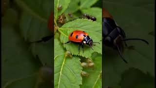 POV: A Camera on a Ladybug Enters an Aphid Colony… Then a Spider Appears 🐞