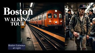 [4K] Boston - The Subway Late at Night | 2024 Walking Tour