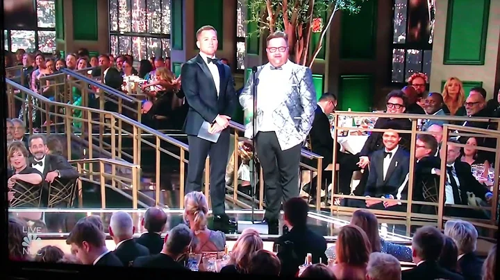 Taron Egerton and Paul Walter Hauser at the Emmys 2022