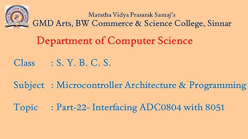 Part 22  Interfacing ADC0804 with 8051