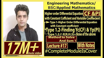 Type 1.2.F-Finding Yc and Yp|Sum 1|Linear Differential Equation with Constant Coefficient|SpTeaching