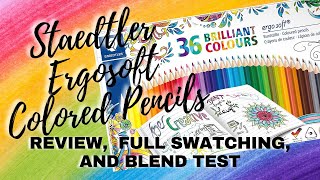 STAEDTLER ERGOSOFT COLORED PENCILS  | Review, Full Swatching, & Blend Test screenshot 2