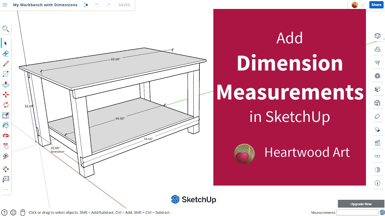 Добавить размеры в модель SketchUp