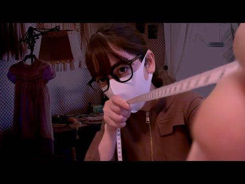 【ASMR】ロールプレイ オーダーメイドマスク メジャーで顔のサイズ計測 roleplay measuring face size with tape measure