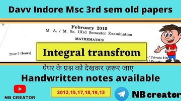 Integral Transform Old papers || Msc 3rd sem Davv indore ||