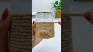 Handmade Stylish Flower Vase At Home Flower Pot Out Of Plastic Bottle With Rope