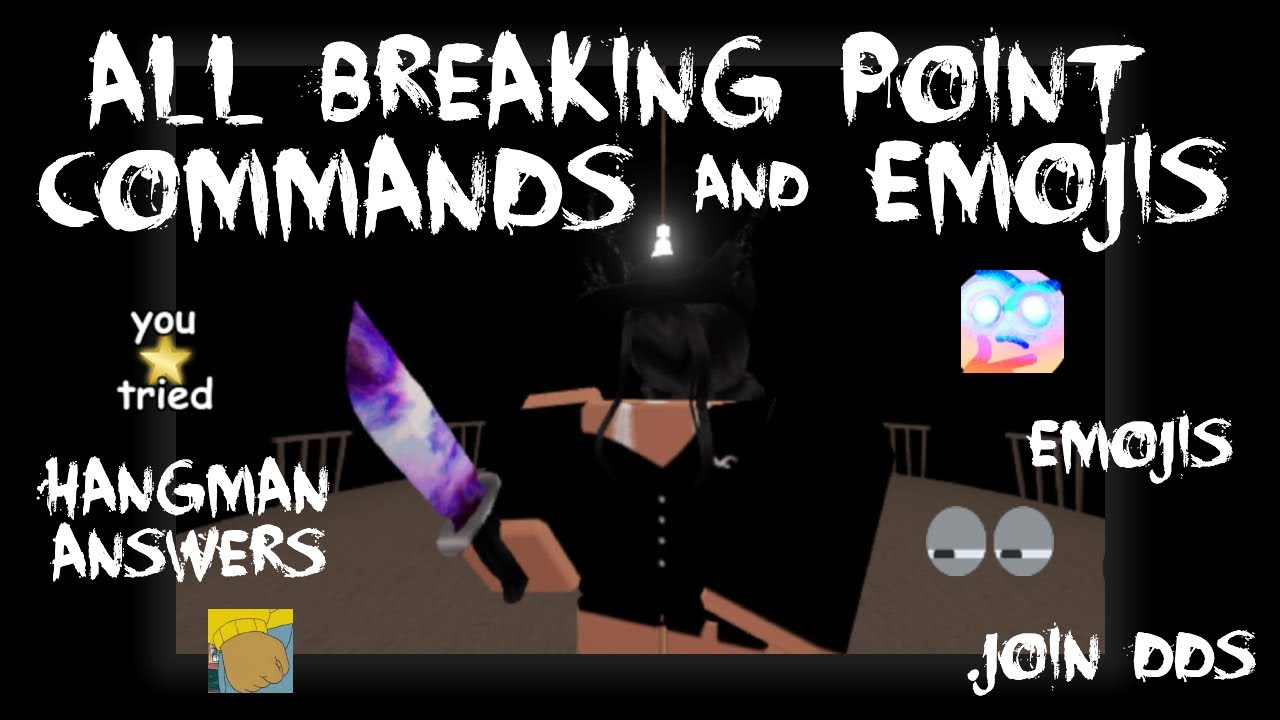 All Breaking Point Commands And Emojis Hangman Answers Too Youtube - breaking point bruh cat rage roblox