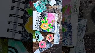 Quick and Easy Collage with stamped gelli prints and a flower #artjournaling