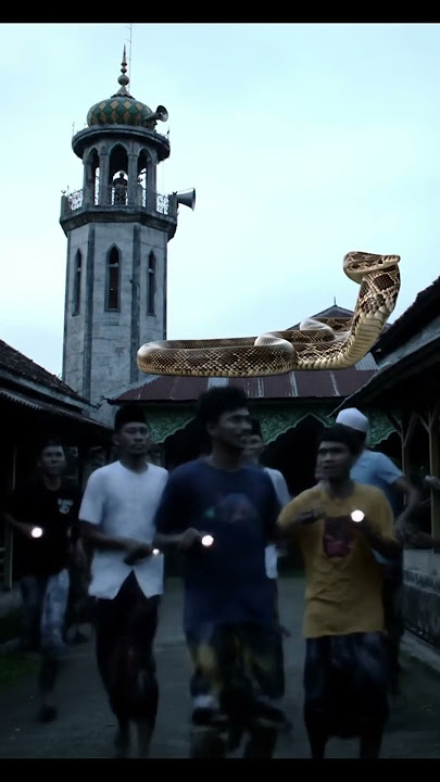 Heboh! Kemunculan Ular Besar Bertengger di Atas Atap Mesjid #rainsounds #shortvideo #ular #ai